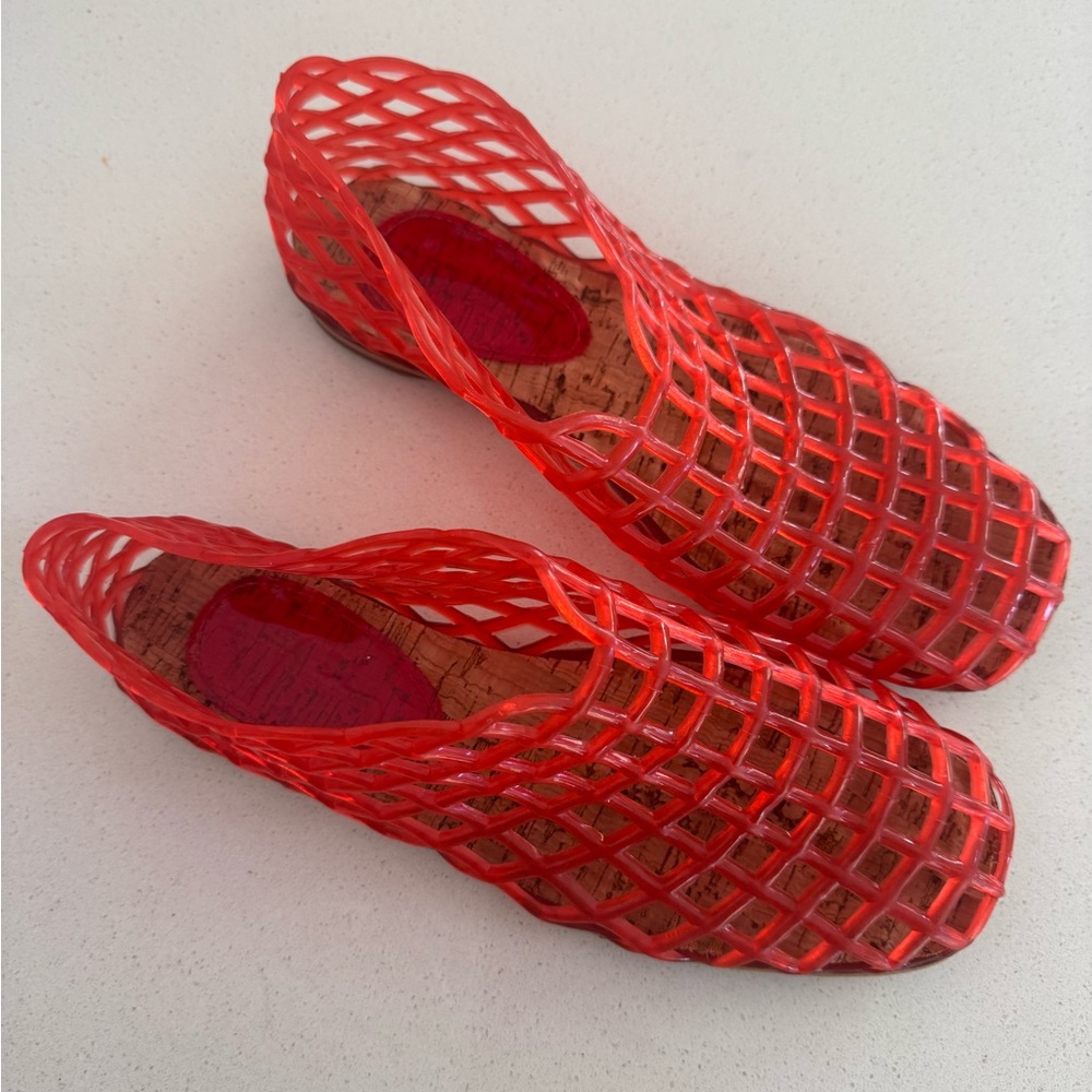 Red jelly shoes size 6